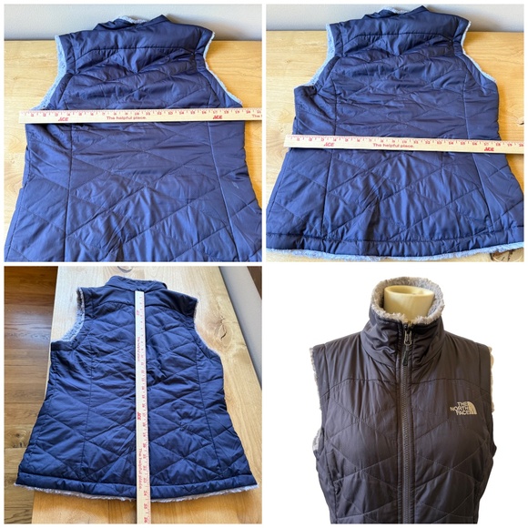 THE NORTH FACE REVERSIBLE VEST FULL ZIP POCKETS SILKY FUR LIKE INTERIOR HIKING M - Picture 8 of 9